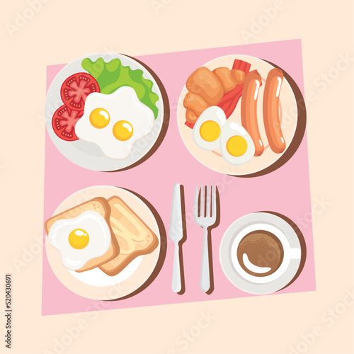 four dishes breakfast menu