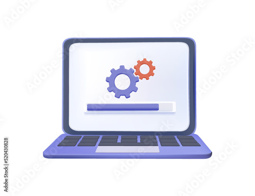 Gears 3D icons. System update 3d Vector concept. 3d render gear for mobile app design. System renew update. 3d vector render concept. Loading process, upgrade application progress icon for web design