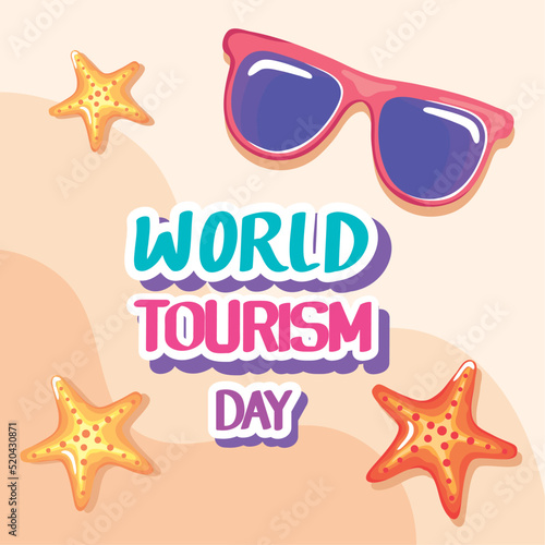 tourism day lettering with starfishes