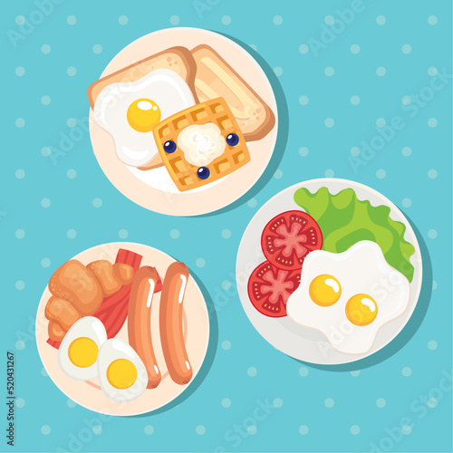 three breakfast dishes menu