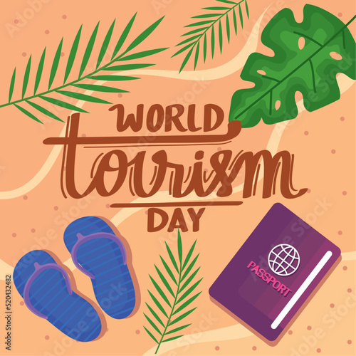 tourism day lettering with passport