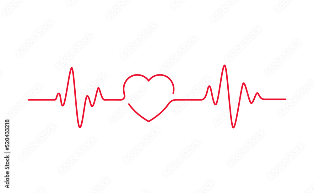 Concept heartbeat pulse with heart outline style with editable stroke vector illustration isolated Concept heartbeat pulse with heart outline style with editable stroke vector illustration isolated