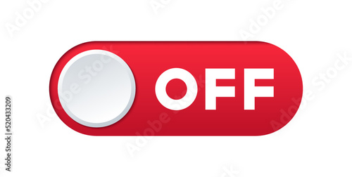 Slider toggle switch off button realistic 3d red color for mobile interface or web vector illustration