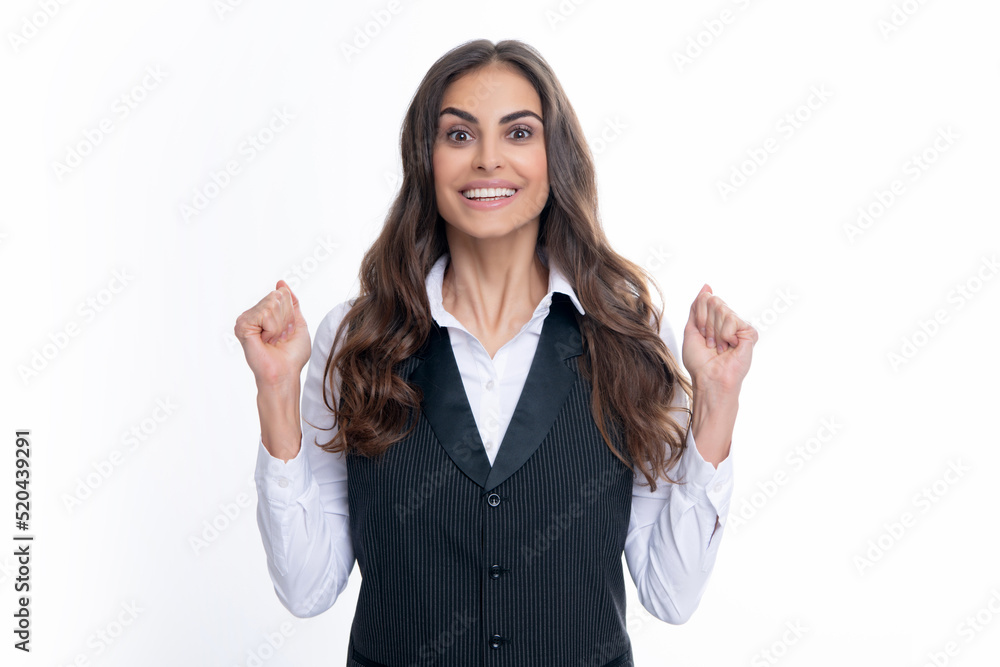 Cheerful beautiful young woman showing winner gesture. Girl celebrating crazy and amazed for success. Winner successful concept. Female employee young secretary. Cheerful beautiful young woman showing winner gesture. Girl celebrating crazy and amazed for success. Winner successful concept. Female employee young secretary.