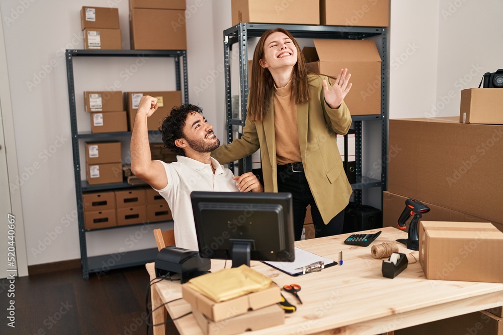 Man and woman business workers working at office Man and woman business workers working at office