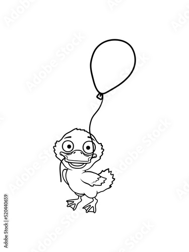 Glückliches Entenküken Luftballon Comic 