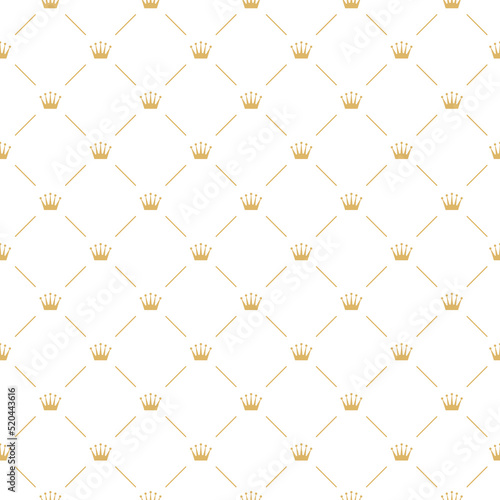 Premium crown seamless pattern vector texture. Golden signs on white background for your design
