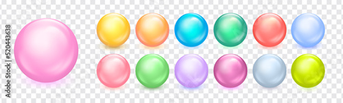 Balls vector set. Collection of abstract colorful droplets. Glossy spheres isolated on transparent background. Vector illustration EPS10