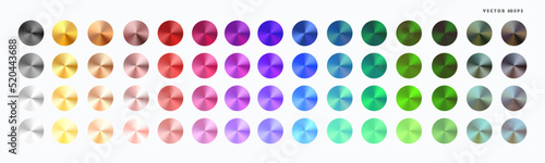 Multi colored radial gradient set. Collection of shiny foil in rainbow colors palette. Vector illustration
