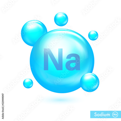 Minerals Sodium Na vitamin for health. Medical and dietary supplement health care concept. 3D Vector  illustration EPS10 isolated on a white background