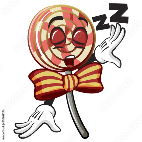 vector illustration of lollipop mascot character sleeping