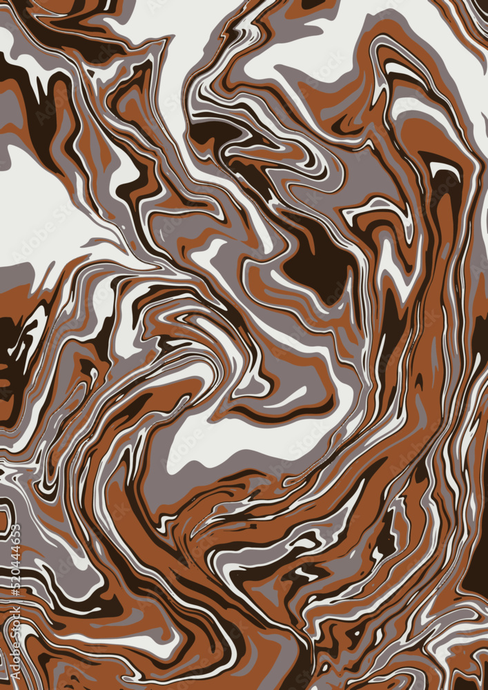 Obraz premium Fluid art texture. Abstract background with swirling paint effect. Liquid acrylic picture that flows and splashes. Mixed paints for interior poster. brown, gray and beige iridescent colors.