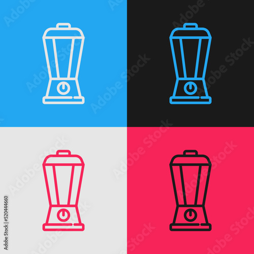 Pop art line Blender icon isolated on color background. Kitchen electric stationary blender with bowl. Cooking smoothies  cocktail or juice. Vector