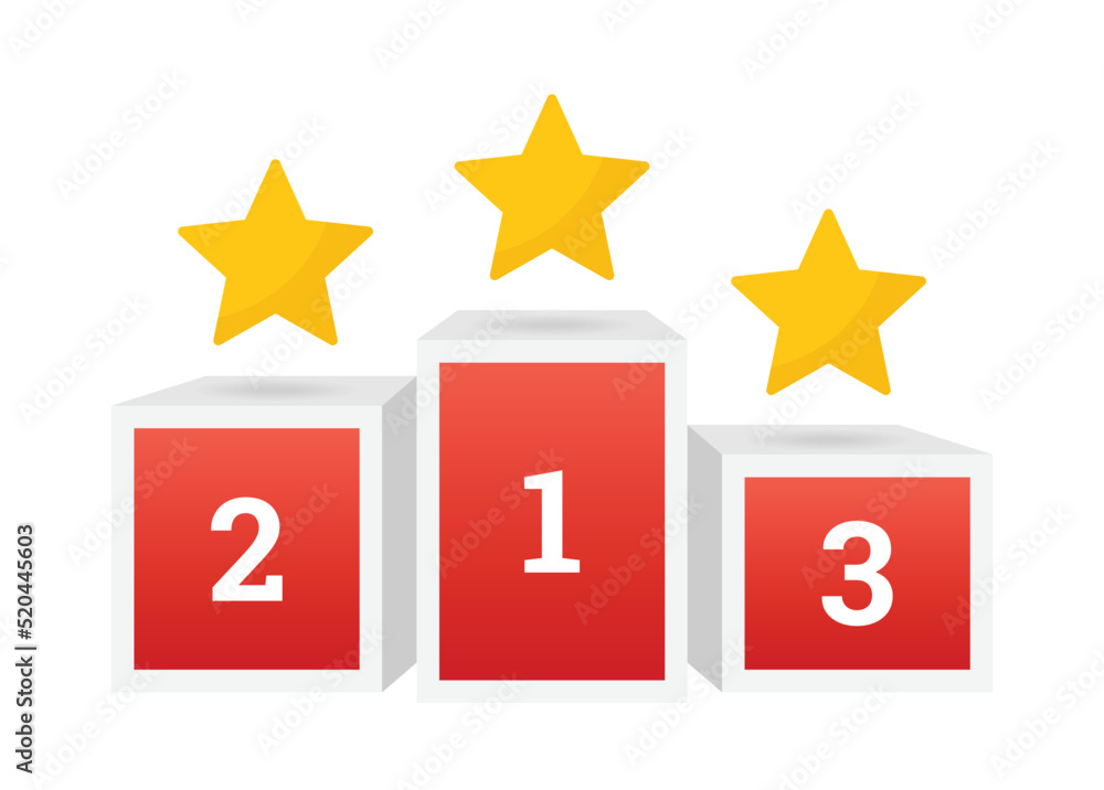 Podium with star as achievement and success. Championship winner rank ...