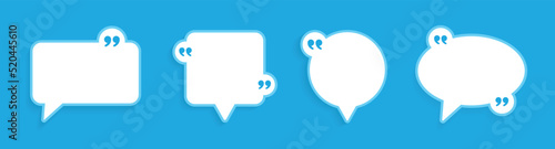 Quote message speech bubble vector template set. Quotation frame illustration for citation or mention.