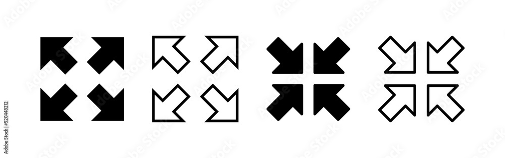 Fullscreen Icon vector. Expand to full screen sign and symbol. Arrows symbol Fullscreen Icon vector. Expand to full screen sign and symbol. Arrows symbol
