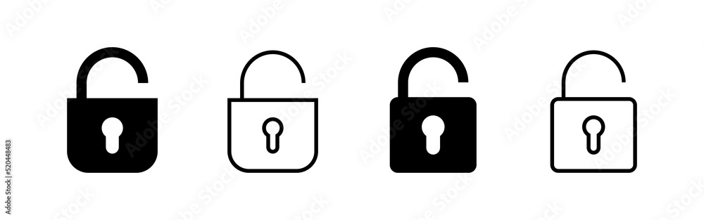 Unlock icon vector. Unlock sign and symbol. unlocked padlock icon Unlock icon vector. Unlock sign and symbol. unlocked padlock icon
