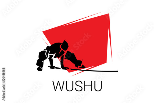 wushu sport vector line icon. sportman, fighting stance. sport pictogram illustration.