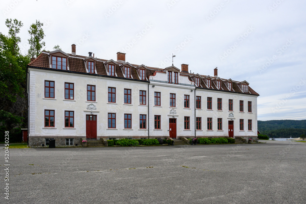 The School Barracks building of the Oscarsborg Fortress, historic WW2 site in Norway
