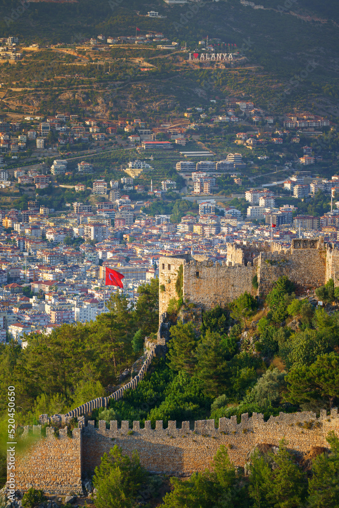 Fototapeta premium view of the fortress and the city, Alanya, Antalya, Turkey