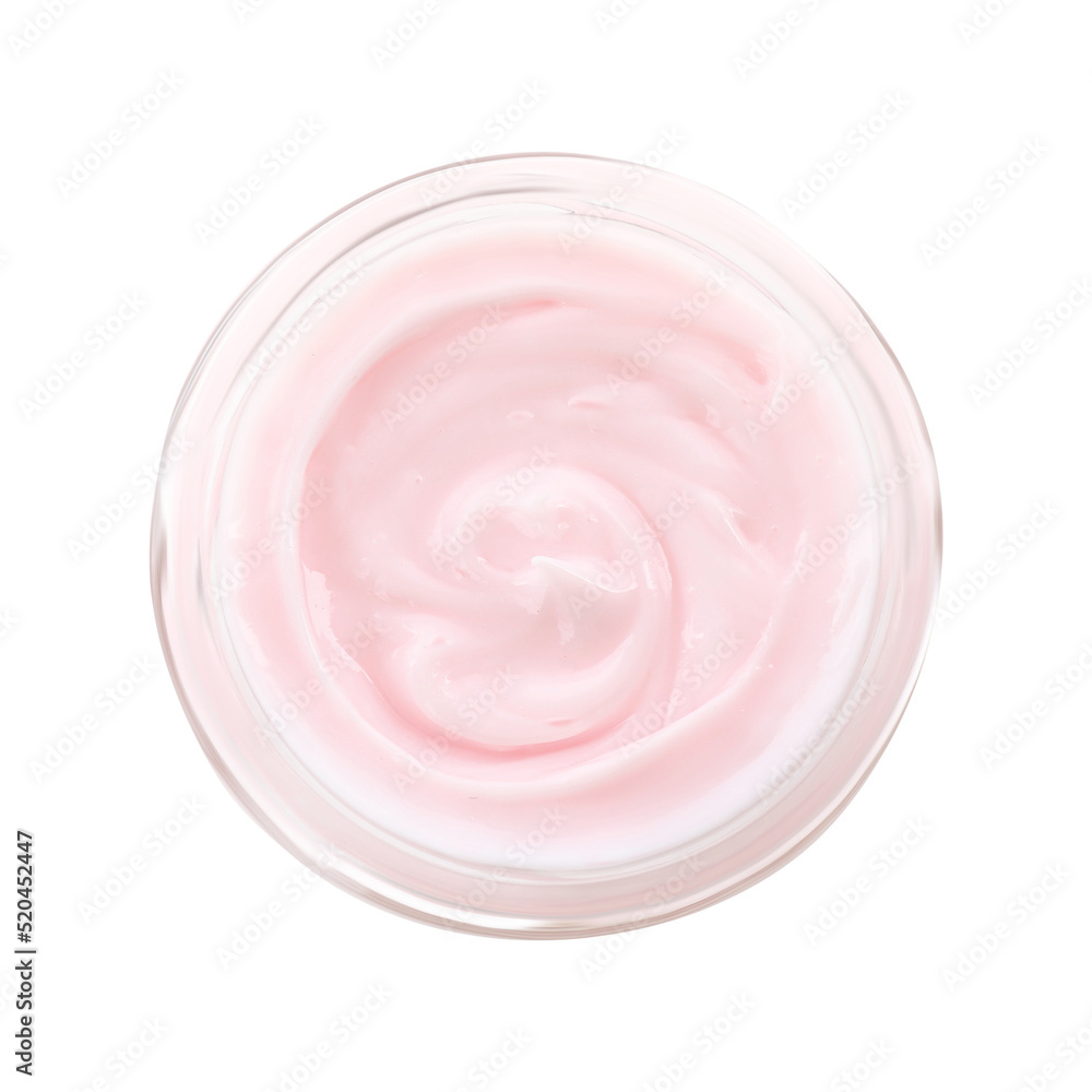 Jar of hand cream on white background, top view Jar of hand cream on white background, top view