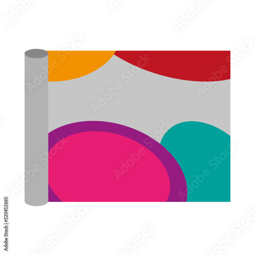 Colored paper roll in cartoon style. Apartment interior. Vector illustration. Stock image.