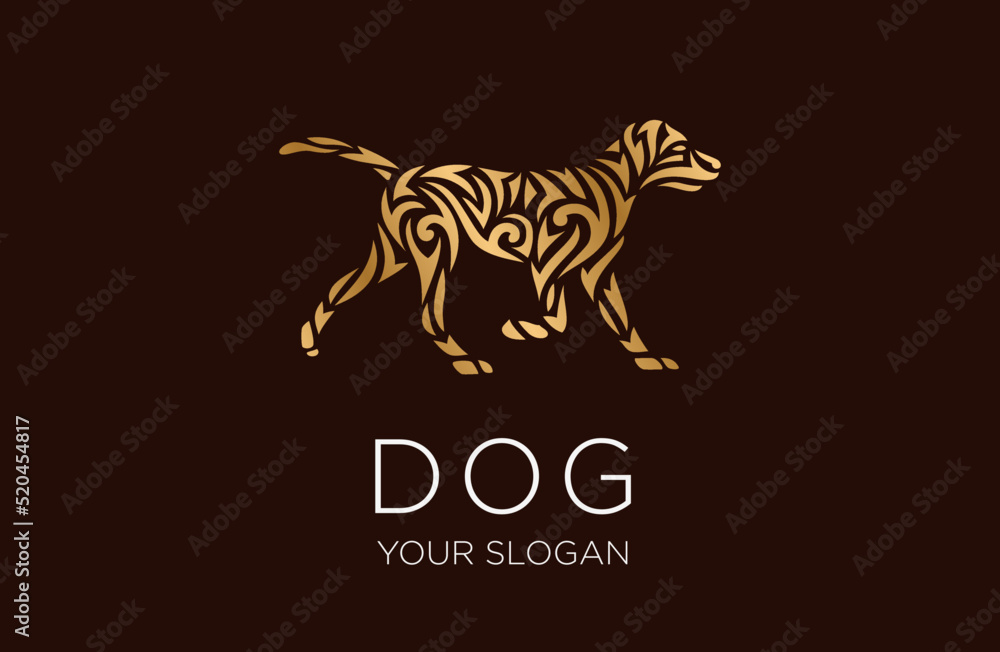 luxury dog logo with engraving concept