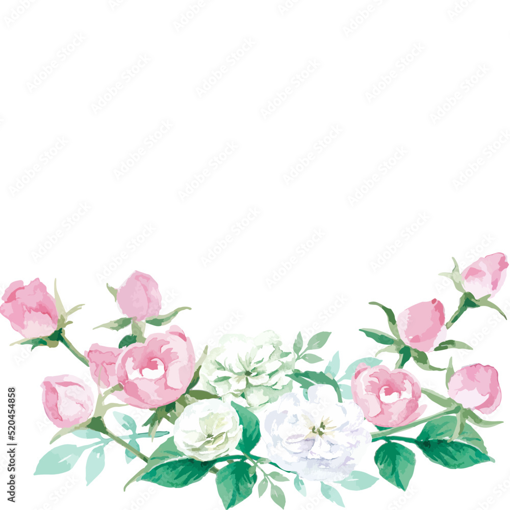 ミニバラの水彩画 ミニバラの水彩画