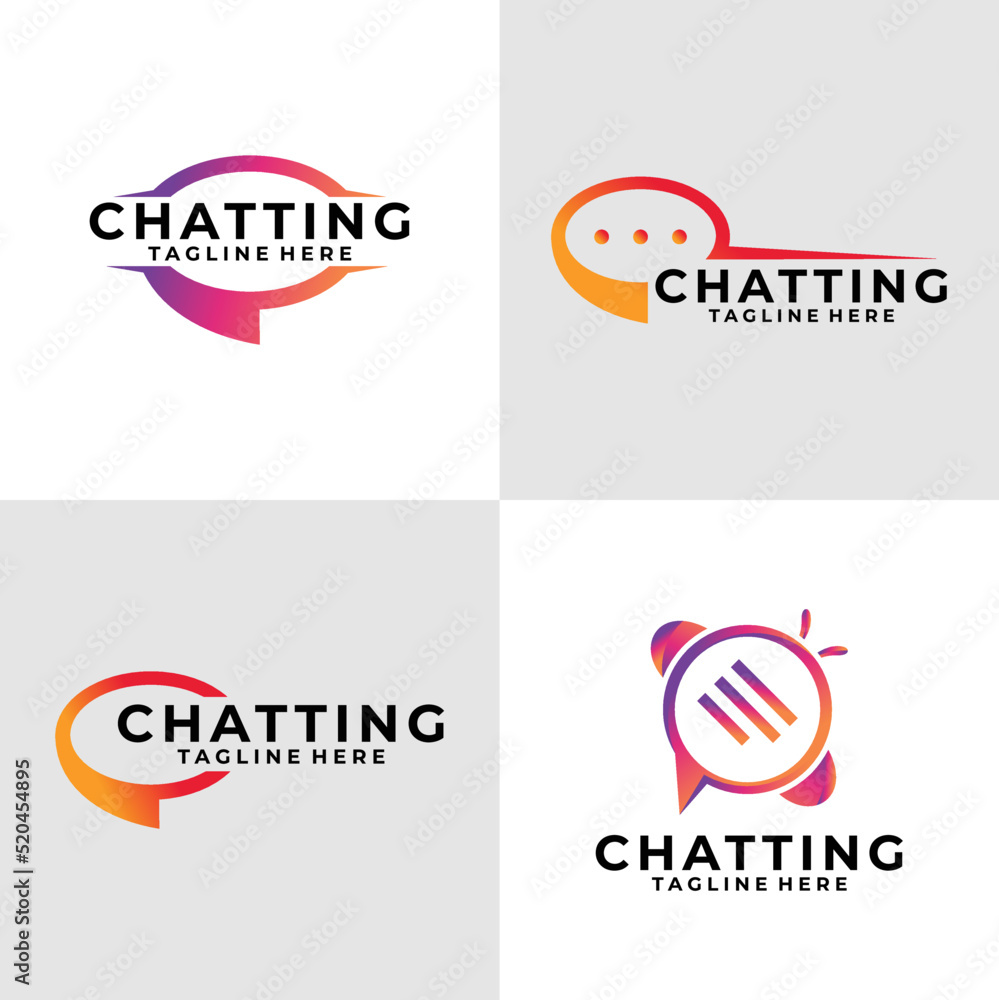 chatting logo set vector design