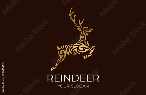luxury reindeer logo with engraving concept