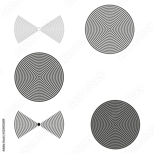 Striped shapes on white background. Vector illustration. stock image.