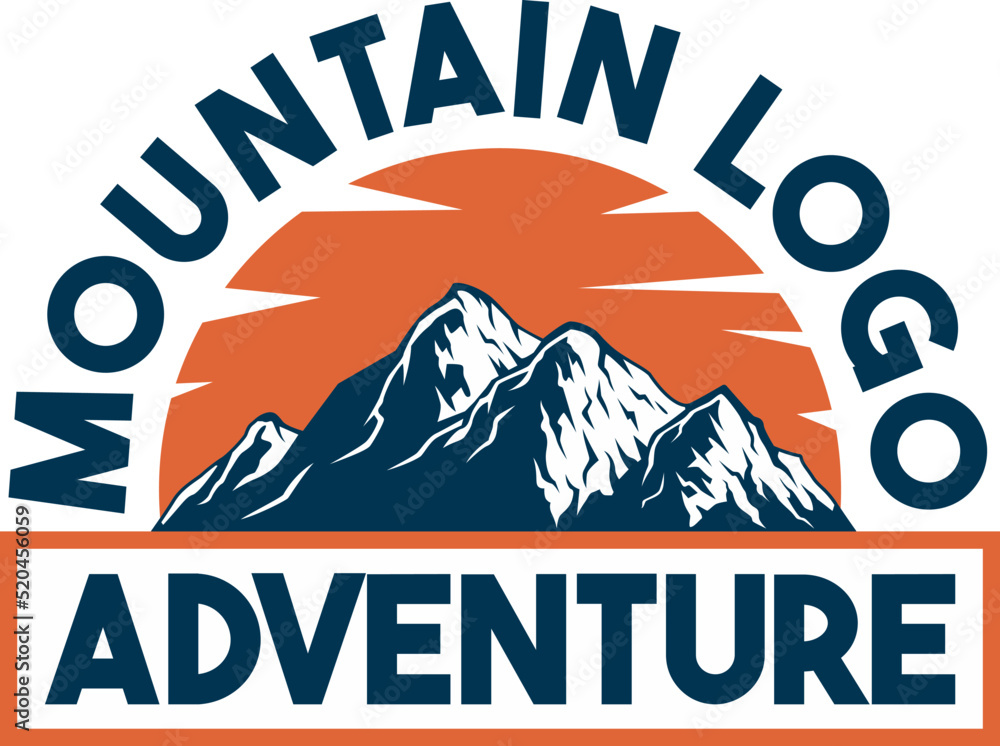 simple sunset mountain logo concept design.