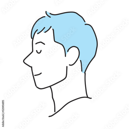 若い男性の横顔　目を閉じる