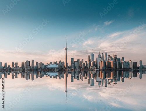 Canvas Print The reflection of Toronto city skyline in the morning at Ontario, Canada
