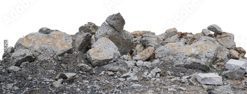 Bilde på lerret rubble ruin brick building wall broken demolition destruction pile isolated on white background