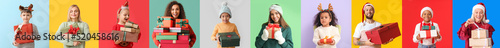 Collage of happy people wit...