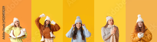 Set of pretty young women i...