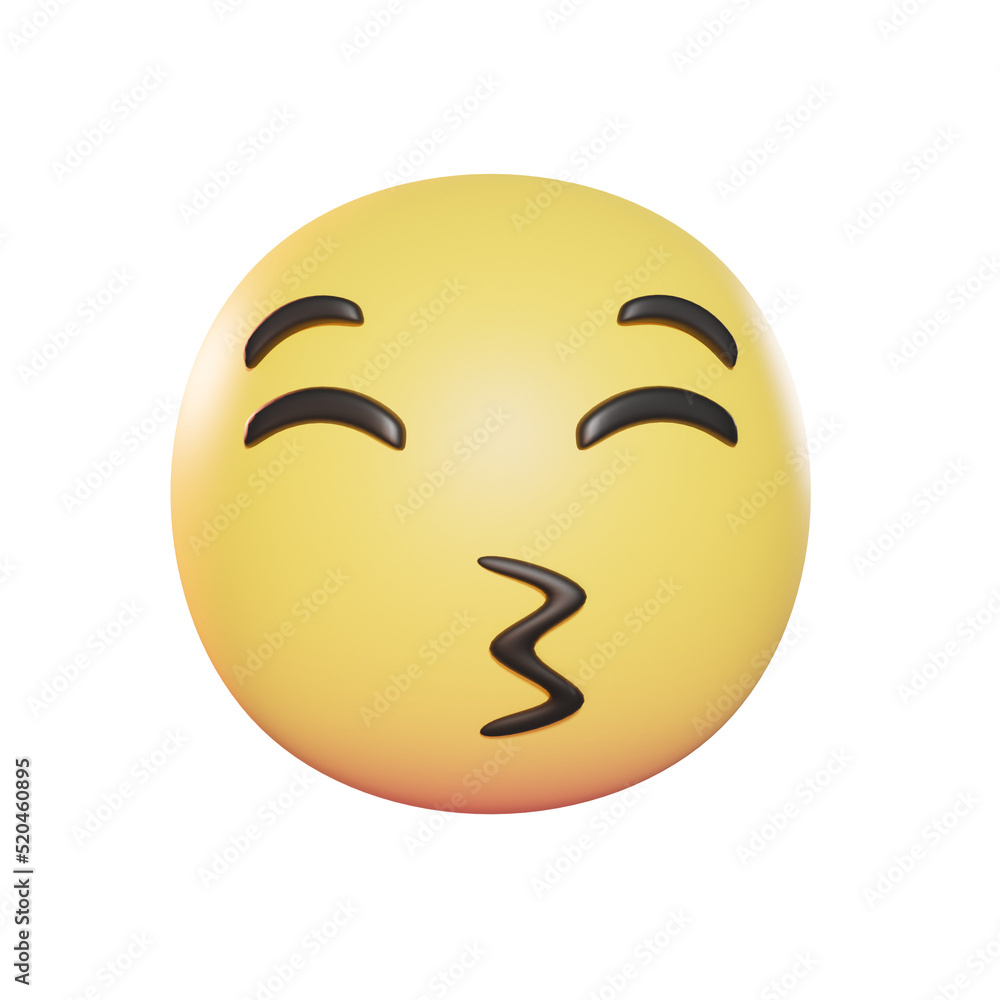 Fototapeta premium Kissing Face Emoji 3D Illustration