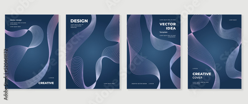 Abstract vibrant gradient line background vector. Futuristic style cover template with line distortion, wave and curved lines. Modern wallpaper design perfect for social media, idol poster, ads.