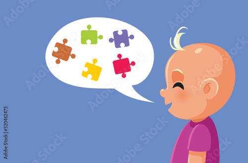 Baby Trying to Speak Vector Cartoon Illustration. Little infant child learning how to talk using babbling language for the first time

