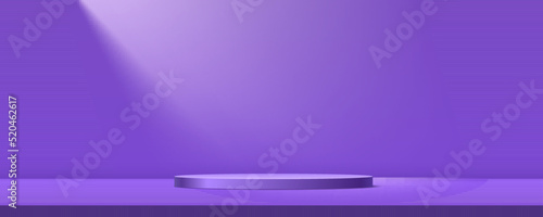 Studio stage background. Ray of spotlight on wall