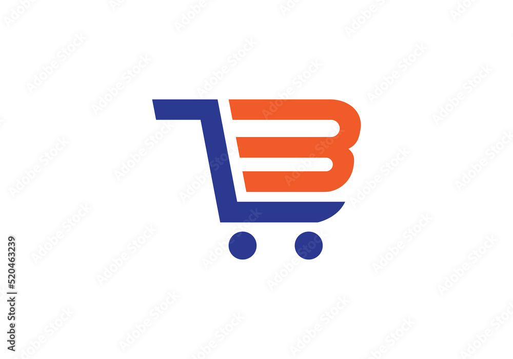 Letter B Shopping Cart Logo Template. Letter B Cart Logo. Icon Shopping ...