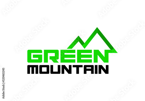 Green Mountains Word Logo Design Vector Template.