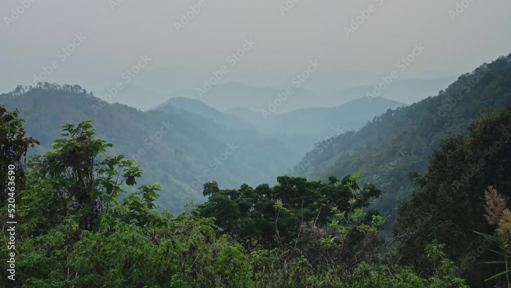 Chiang Mai Landscape, Thailand Scenery and Nature of Misty Mountains and Valley with Layers of Hazy Mist, at Beautiful Amazing Samoeng Viewpoint in Northern Thailand, Southeast Asia Chiang Mai Landscape, Thailand Scenery and Nature of Misty Mountains and Valley with Layers of Hazy Mist, at Beautiful Amazing Samoeng Viewpoint in Northern Thailand, Southeast Asia