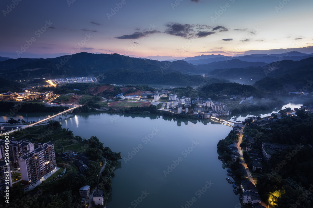Fototapeta premium Aerial photography of Liuzhou Sanjiang County at night large format