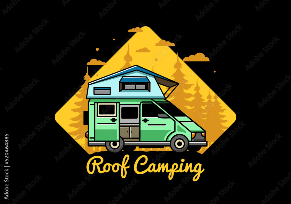 Obraz premium Camping on roof car illustration design