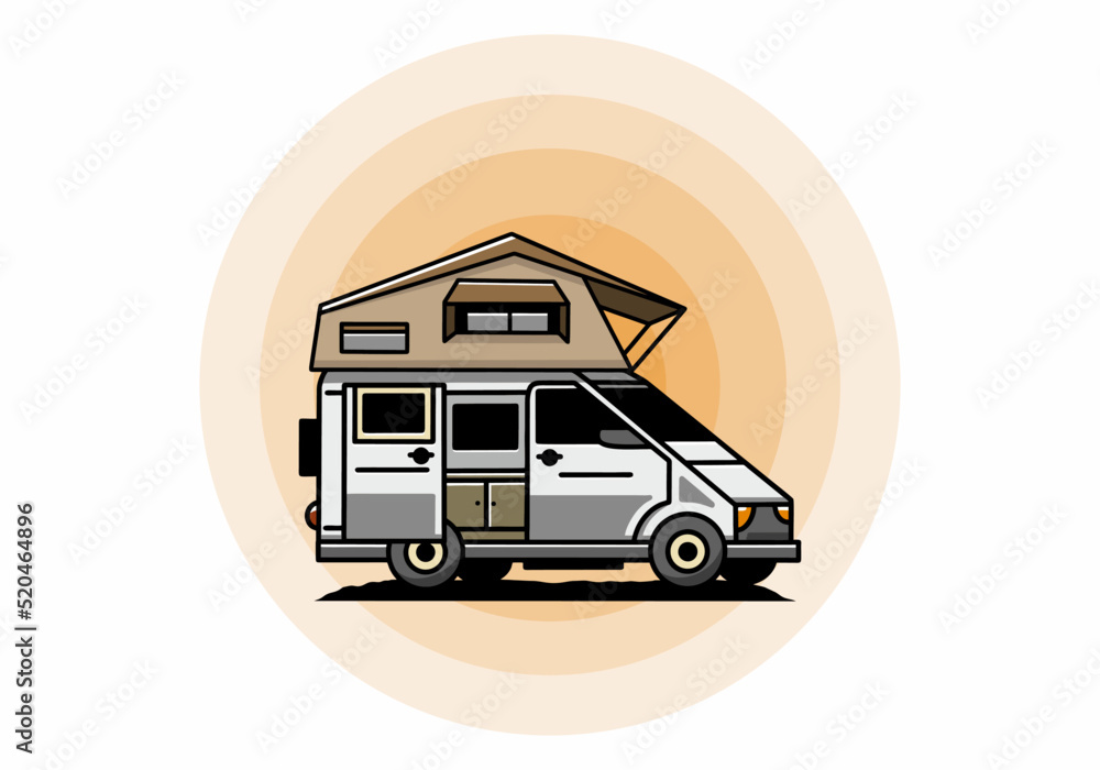 Obraz premium Camping on roof car illustration design
