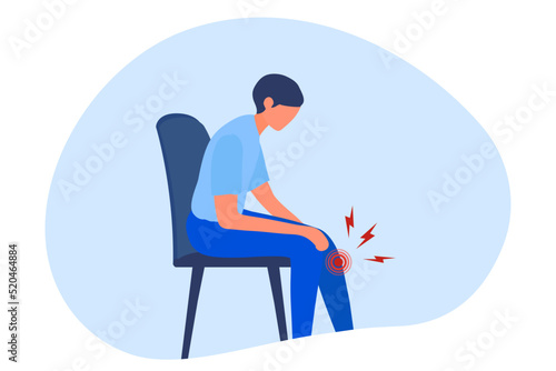Man suffering from leg and knee pain, tendon problems and Joint inflammation vector illustration