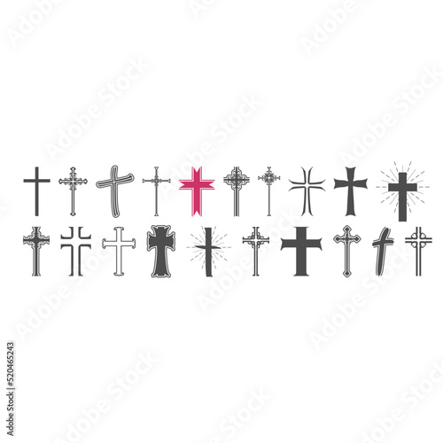 Christian crosses icons collection. Religion concept illustration