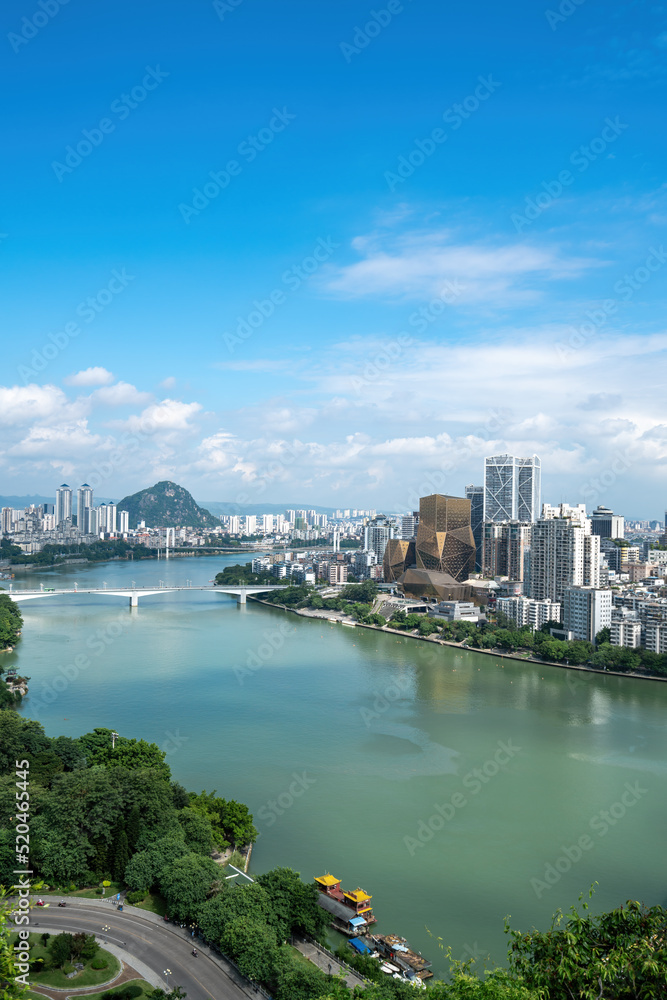 Naklejka premium Aerial photography of Liuzhou city appearance, China